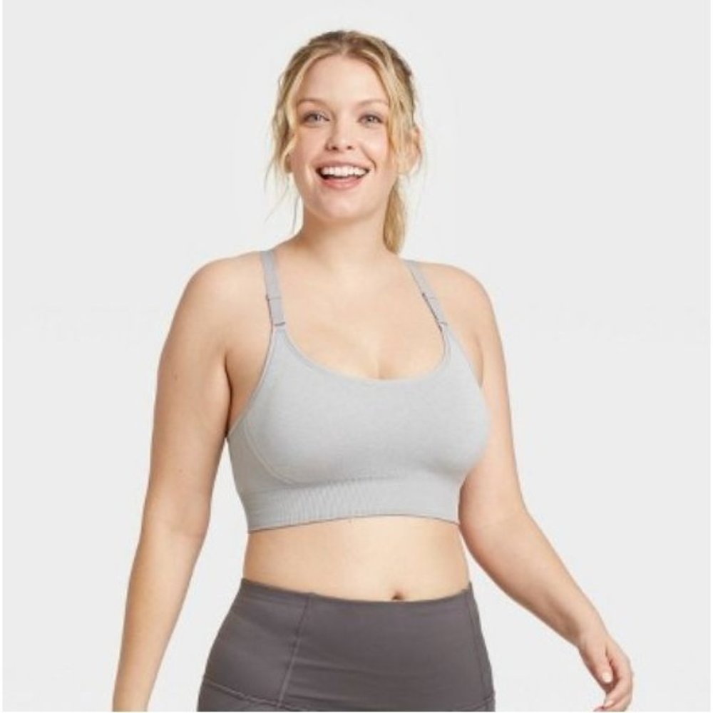 Women's Medium Support Seamless Cami Bra - All in Motion™ Light Gray Heather M M